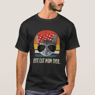 Best Cat Mum Ever Vintage Retro Cat Mummy Cat Moth T-Shirt