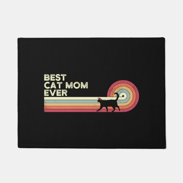 Best Cat Mum Ever Vintage Retro Doormat (Front)