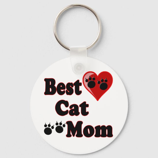 Best Cat Mum Merchandise for Mother's Key Ring (Front)