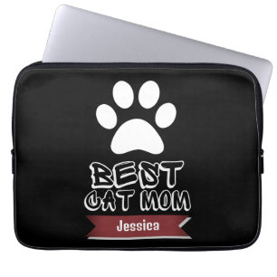 best cat mum, mummy mother mama personalise name laptop sleeve