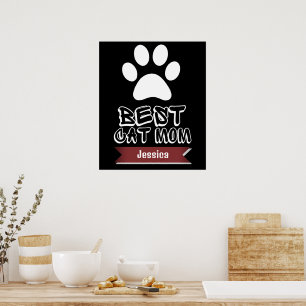 best cat mum, mummy mother mama personalise name poster