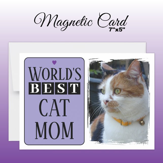 Best cat mum or dad photo purple magnetic card (Creator Uploaded)
