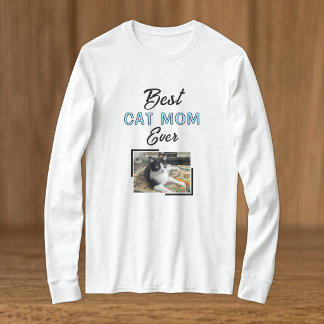 Best Cat Mum photo black blue T-Shirt