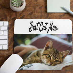 Best Cat Mum Photo Black text Mouse Pad
