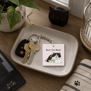 Best Cat Mum Spoiled Calico Mother’s Day Pink Key Ring