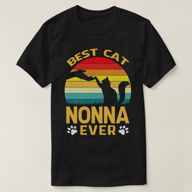 Best Cat NONNA Ever Retro Vintage T-Shirt (Design Front)