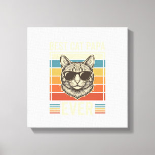 Best Cat Papa Ever Vintage Cat Shirt Design_1 Canvas Print
