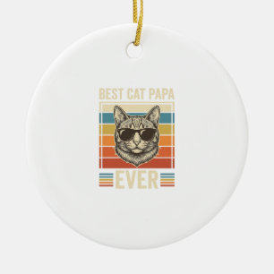 Best Cat Papa Ever Vintage Cat Shirt Design_1 Ceramic Tree Decoration