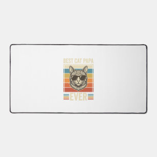 Best Cat Papa Ever Vintage Cat Shirt Design_1 Desk Mat