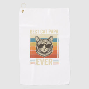 Best Cat Papa Ever Vintage Cat Shirt Design_1 Golf Towel