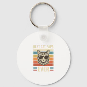 Best Cat Papa Ever Vintage Cat Shirt Design_1 Key Ring