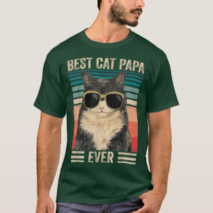 Best Cat Papa Ever Vintage Retro Cat Dad Men Fathe T-Shirt