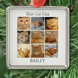 Best Cat Photo Collage Personalised Metal Tree Decoration