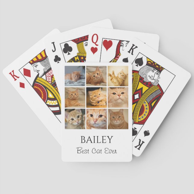 Best Cat Photo Collage Personalised  Playing Cards (Back)