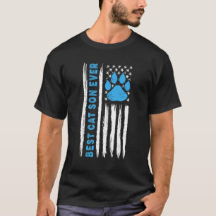 Best Cat Son Ever Vintage US American Flag USA T-Shirt