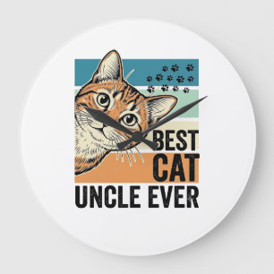 Best Cat Uncle Ever Vintage Cat Lover Design_1 Large Clock