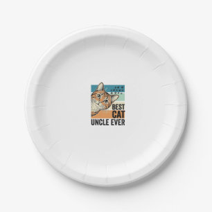 Best Cat Uncle Ever Vintage Cat Lover Design_1 Paper Plate