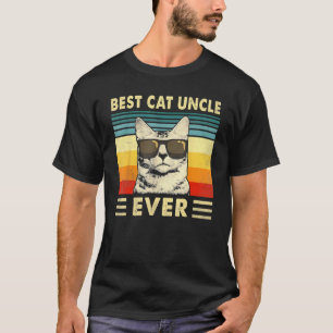 Best Cat Uncle Ever  Vintage Retro Cat Dad Father  T-Shirt