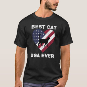 Best Cat Usa Ever American Flag Patriotic 4th Of J T-Shirt