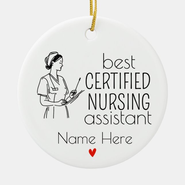 Best Certified Nursing Assistant Ceramic Tree Decoration (Front)