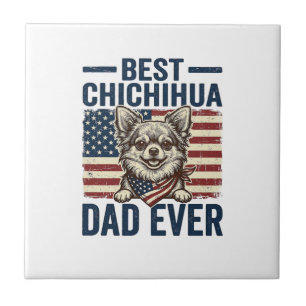 Best Chihuahua Dad Ever Patriotic Dog Shirt Design Tile