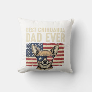 Best Chihuahua Dad Ever Vintage Patriotic Dog Desi Cushion