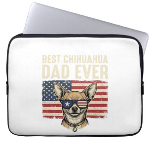 Best Chihuahua Dad Ever Vintage Patriotic Dog Desi Laptop Sleeve