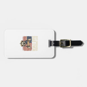 Best Chihuahua Dad Ever Vintage Patriotic Dog Desi Luggage Tag