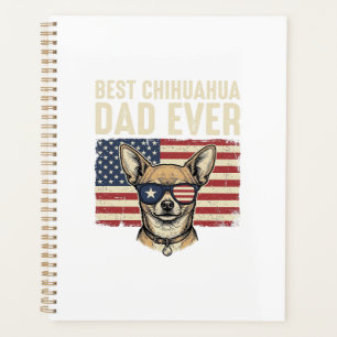 Best Chihuahua Dad Ever Vintage Patriotic Dog Desi Planner