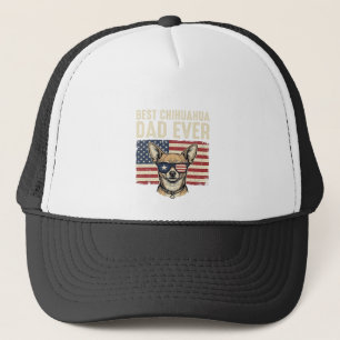 Best Chihuahua Dad Ever Vintage Patriotic Dog Desi Trucker Hat