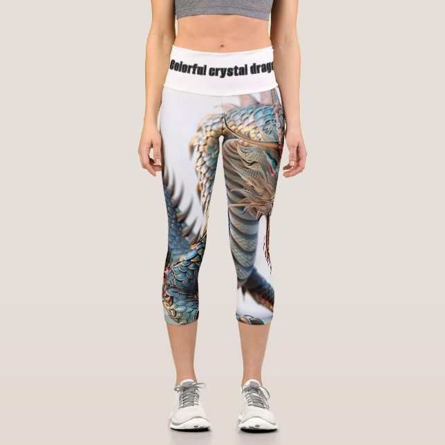 Best choice for dragon and crystal lovers capri leggings (Front)