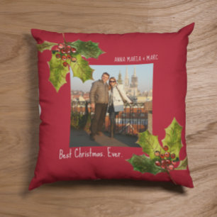 Best Christmas Ever Couple Photo Cushion
