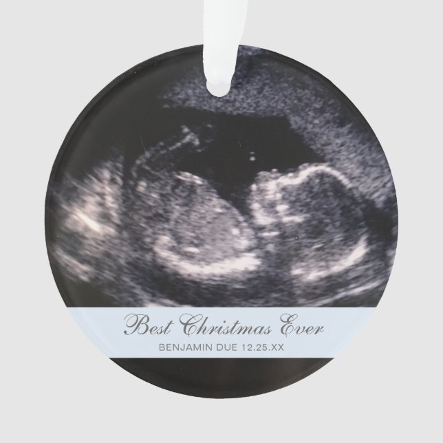 Best Christmas Ever Cute Ultrasound Boy Photo Ornament (Front)