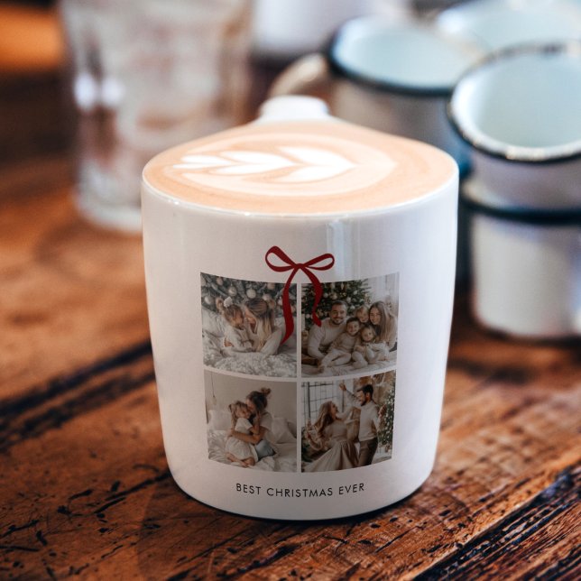 Best Christmas Ever | Family Photo Collage Red  Espresso Cup (Creator Uploaded)
