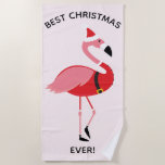 Best Christmas Ever Pink Flamingo Santa Beach Towel<br><div class="desc">If you're going on a Christmas vacation to some place warm and wonderful, or you already live there, then this is the pink flamingo Santa beach towel for you. This towel reminds you that your holiday trip is wonderful and to be enjoyed. Yes, there's no snow where you're at, but...</div>