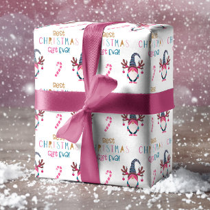 Best Christmas Gift Eva! Funny & Bright Gnome Wrapping Paper Sheet