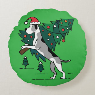 Best Christmas helper: Your Great Dane Round Cushion