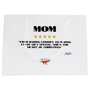 Best Christmas Mum 5-Star Review Design Editable Large Gift Bag