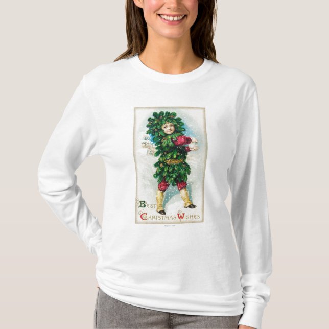 Best Christmas Wishes Man in Evergreen Coat T-Shirt (Front)