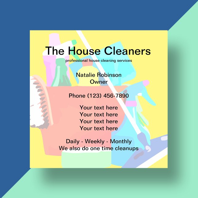 Best Cleaning Service Modern Square Business Card (Creator Uploaded)