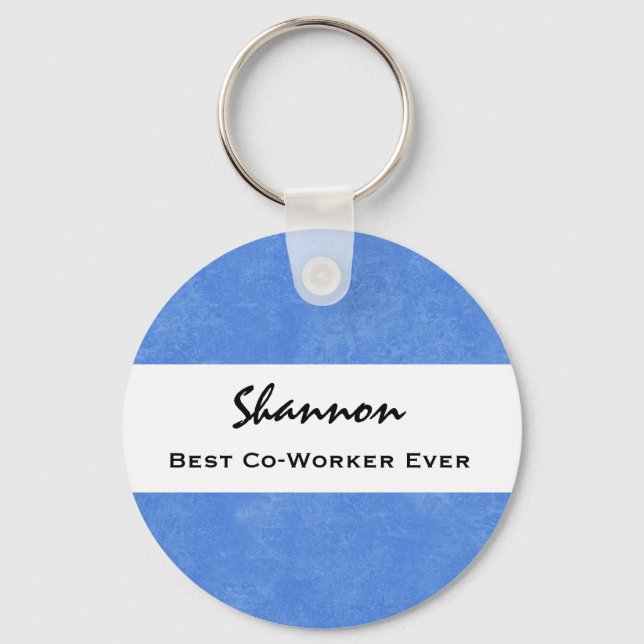 Best Co-Worker Ever Custom Name Blue Grunge V02 Key Ring (Front)