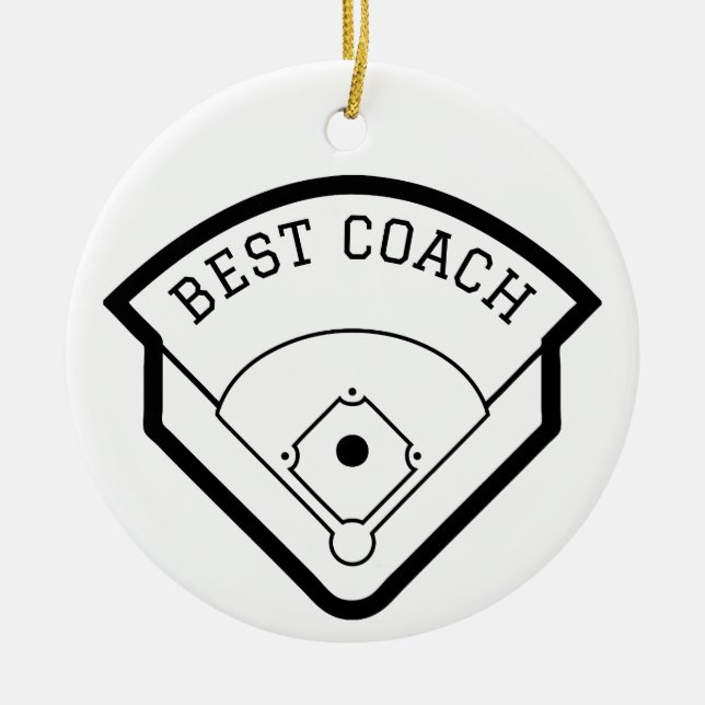 Best Coach Baseball Field Black Graphic Ceramic Tree Decoration (Front)