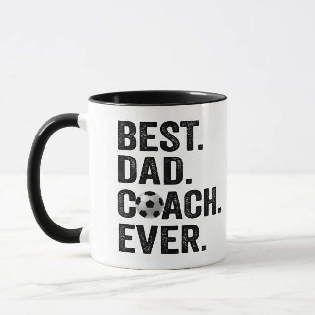 Best Coach Dad Ever Father's Day Soccer Sport Gift Mug (Left)