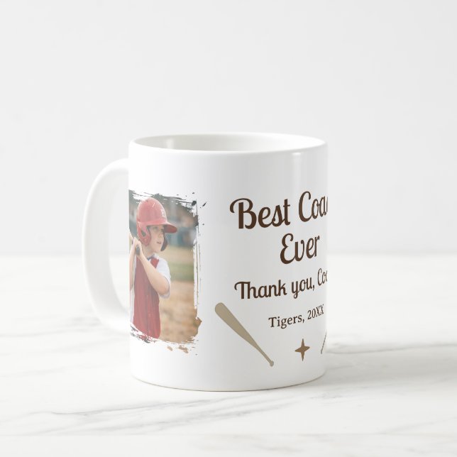 Best Coach Ever 2 Photo Coach Gift Keepsake Coffee Mug (Front Left)