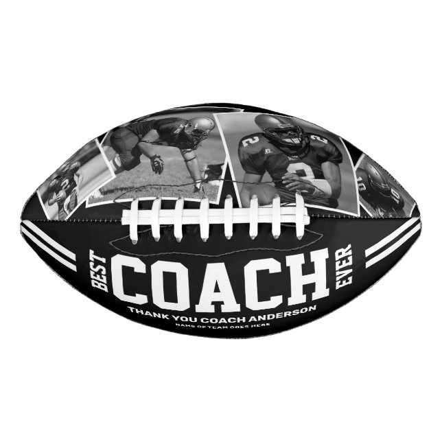 “Best Coach Ever” 4-Photo Team Collage Football (Front)