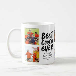 Best coach ever 7 photo collage team gift coffee mug