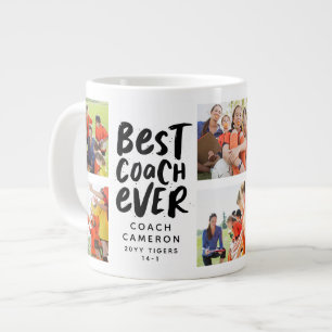 Best coach ever 7 photo collage team gift large coffee mug