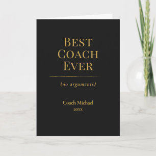 Best Coach Ever Elegant Black Gold Thank You Card