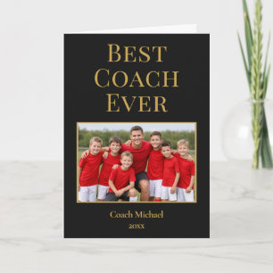 Best Coach Ever Elegant Black Gold Thank You Card