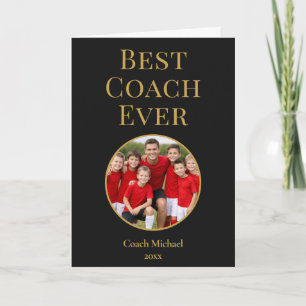 Best Coach Ever Elegant Black Gold Thank You Card